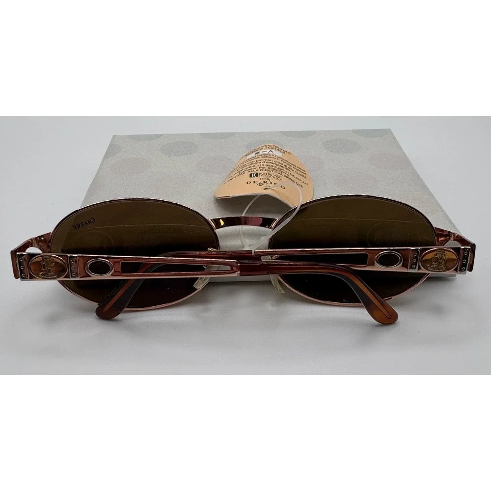 Charme Mod.7553 Brown and Rose Gold Italian Made Luxury Sunnies 80's Deadstock